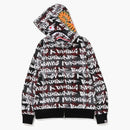Bape Graffiti Check Shark Full Zip Hoodie Black