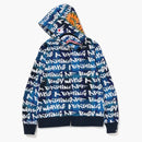 Bape Graffiti Check Shark Full Zip Hoodie Blue