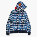 Bape Graffiti Check Shark Full Zip Hoodie Blue
