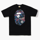 Bape Grid Camo Big Ape Head Té Negro Purple