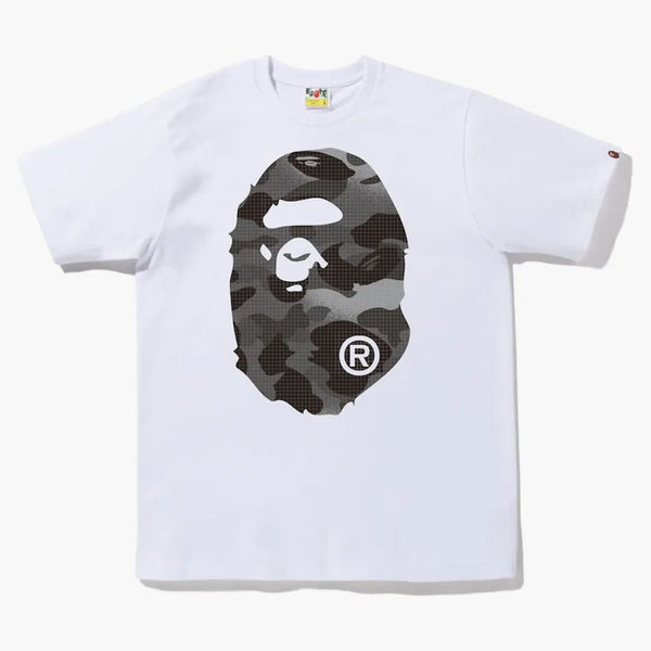 Bape Grid Camo Big Ape Head Tee White Black