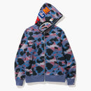 Bape Grid Camo Shark Full Zip Hoodie Purple