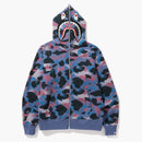 Bape Grid Camo Shark Full Zip Hoodie Purple