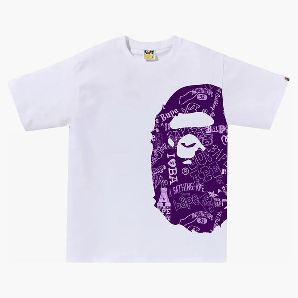 BAPE HAND DRAW PROPONTACE STRÁNKA BIG HEAD HEAD TEE WHITE/Purple