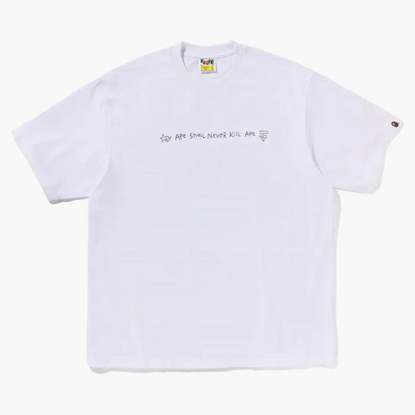Bape Hand Drawn Logo Relaxed Fit Tee White