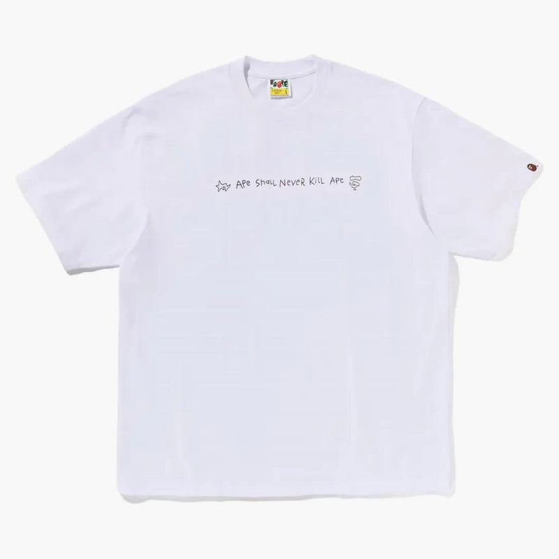 Bape Hand Drawn Logo Relaxed Fit Tee White