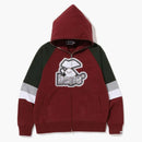 Bape Hockey Graphic Relaxed Fit Full Zip Hoodie Burgundy