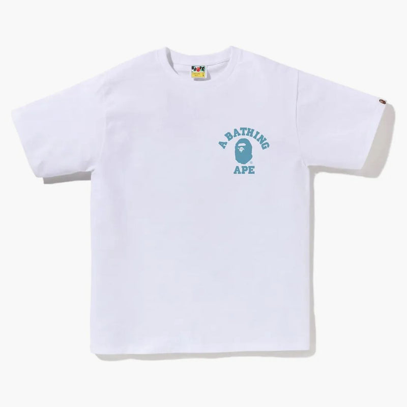 Bape Honeycomb Camo College ATS TEE White Blue