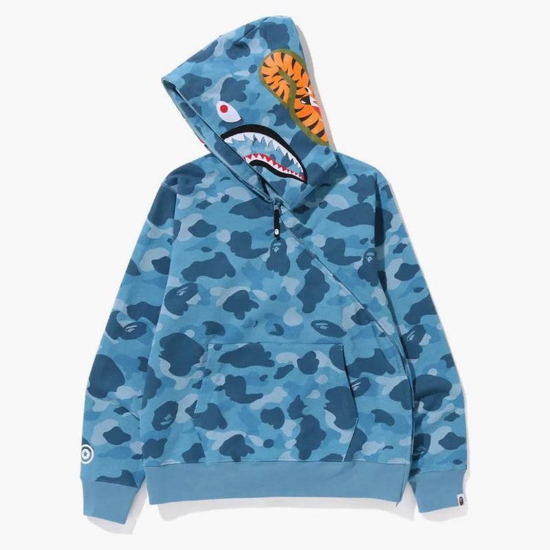 Bape Honeycomb Camo Shark Full Zip Hoodie Blue