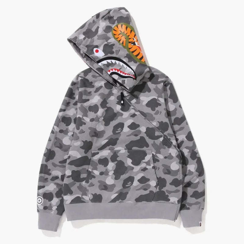 BAPE Honeycomb Camo Shark Full Zip Hoodie Gray
