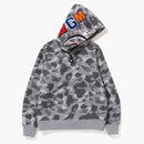 Bape Honeycomb Camo Shark Full Zip Hoodie Gray