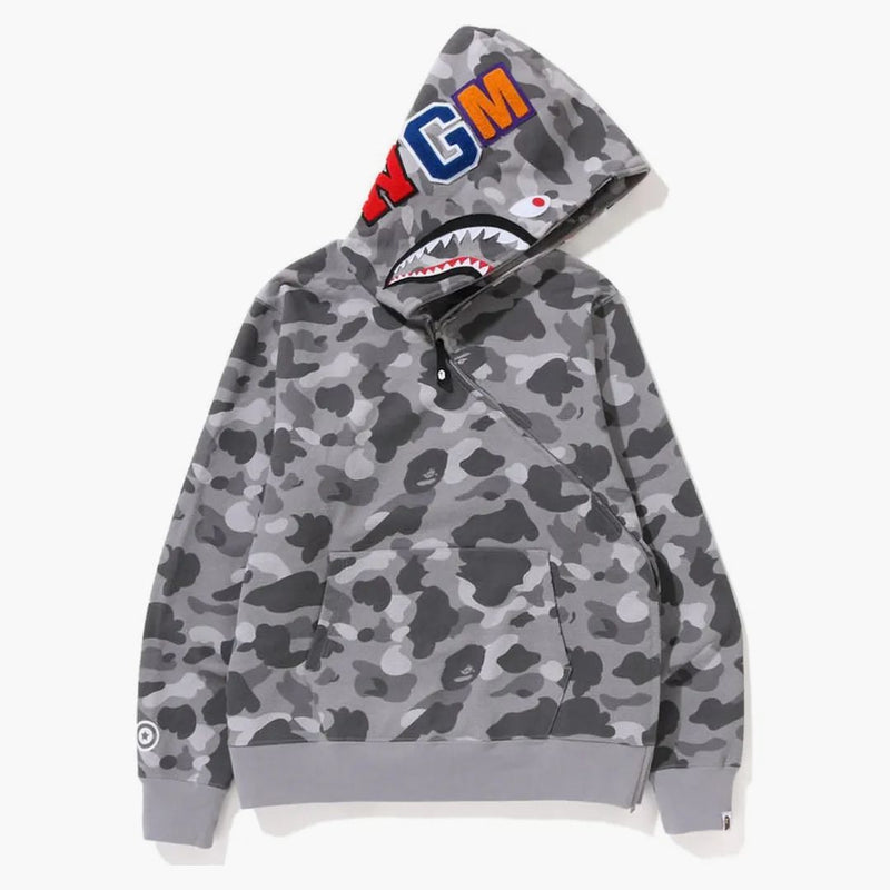 BAPE Honeycomb Camo Shark Full Zip Hoodie Gray