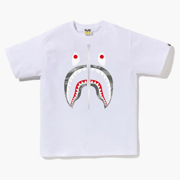 Bape Honeycomb Camo Shark Tee White/Gray