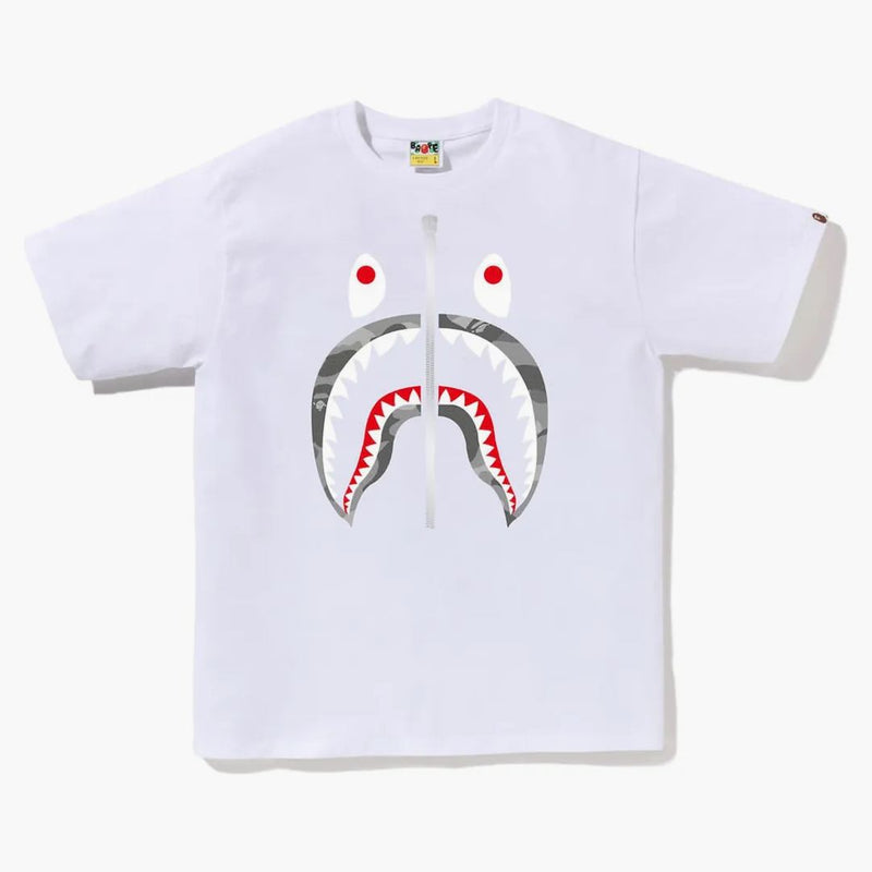 Bape Honeycomb Camo Shark Tee White/Gray