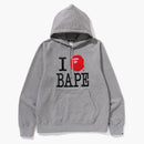 Bape I Love Bape Pullover Hoodie Grey