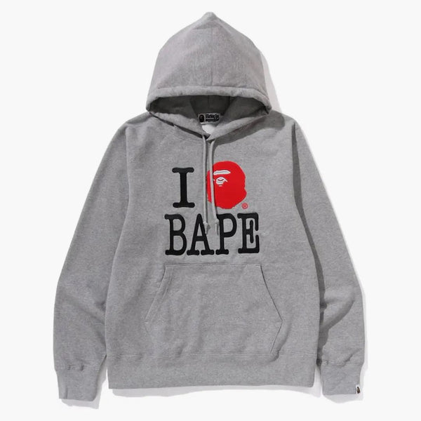 Bape I Love Bape Pullover Hoodie Grey