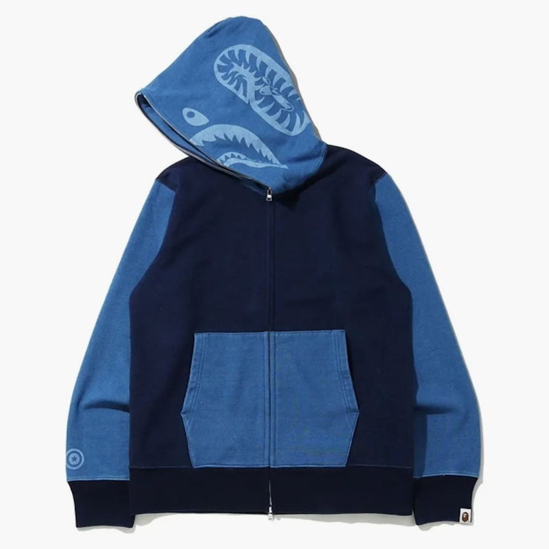 Bape Indigo Tiger Shark Full Zip Hoodie Indigo