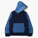 Bape Indigo Tiger Shark Full Zip Hoodie Indigo