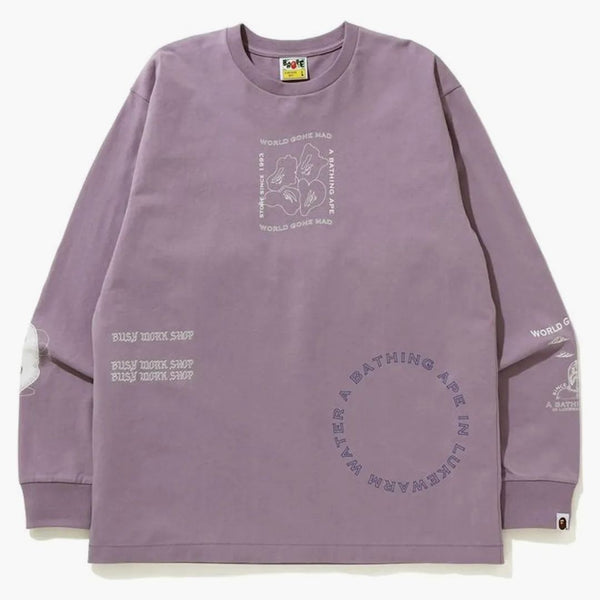 Bape Ink Print Relaxed #1 L/S Tea Purple