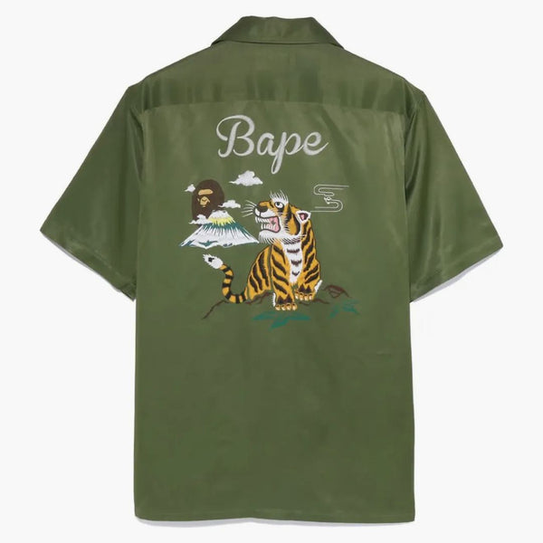 Bape Japan Culture Open Collar Shirt Olive Drab