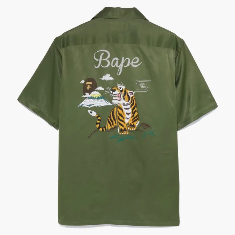 Bape Japan Culture Open Collar Shirt Olive Drab