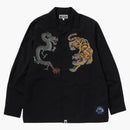 Bape Japan Culture Tiger and Dragon Open Collar Shirt Black