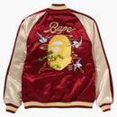 Bape Japanese Crane Embroidery Reversible Souvenir Jacket Red