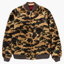 Bape Japanese Crane Embroidery Reversible Souvenir Jacket Red