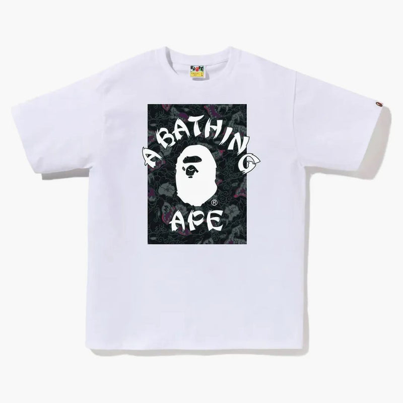 BAPE JAPONSKÝ TATTOO CAMO ON College Tee White/Black