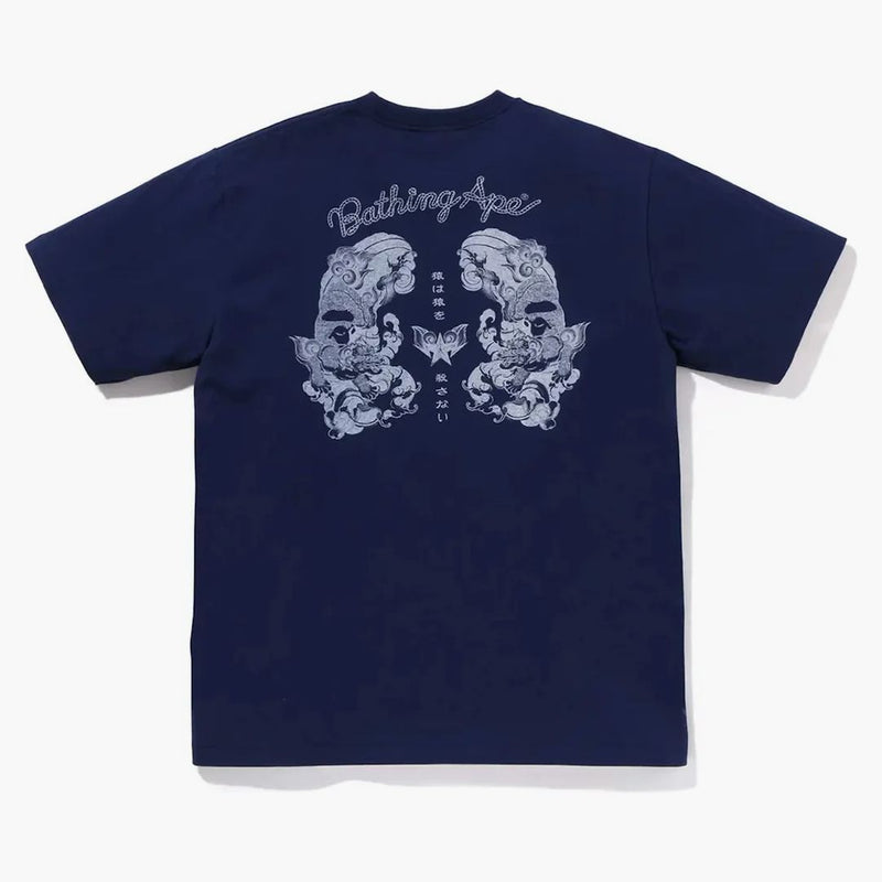 Bape Japanese Tattoo Logo Tea Navy