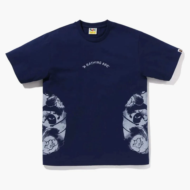 Bape Japanese Tattoo Side Big Ape Head Tea Navy