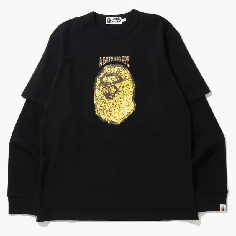 BAPE Jewelry Motif en capas anchas L/S Tea Negro