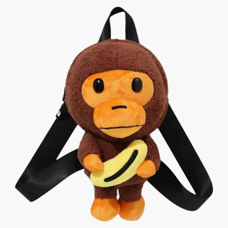 Bape Kids Baby Milo Banana Plush Doll Backpack Brown
