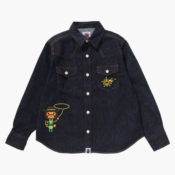 Bape Kids Baby Milo Western Shirt Indigo