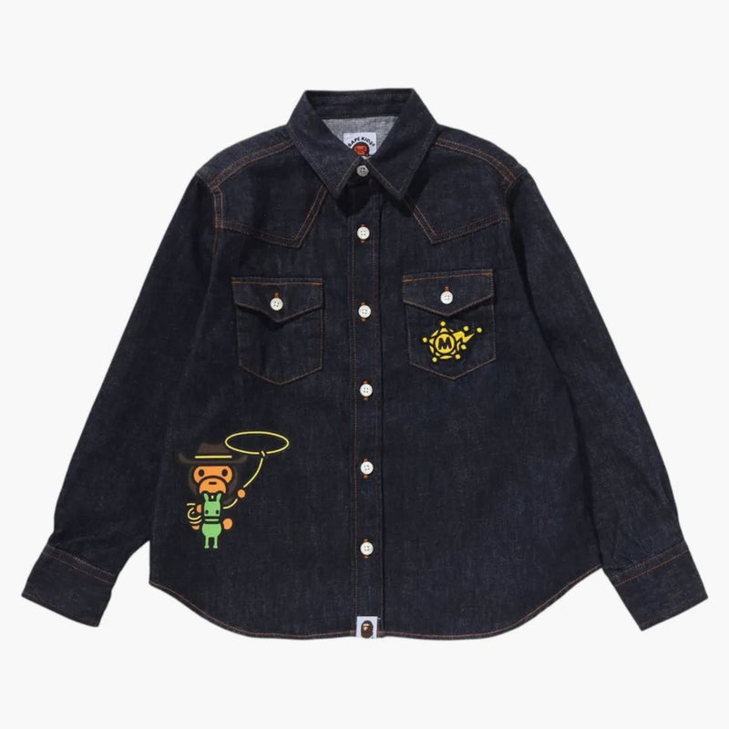 Bape Kids Baby Milo Western Shirt Indigo