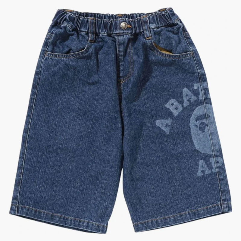 Bape Kids College Middle Langth 10 once Shorts Blue