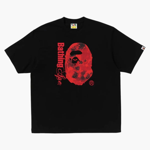 Bape Kids Kids Floral Solid Camo Ape Head Relaxed Fit Tee Black