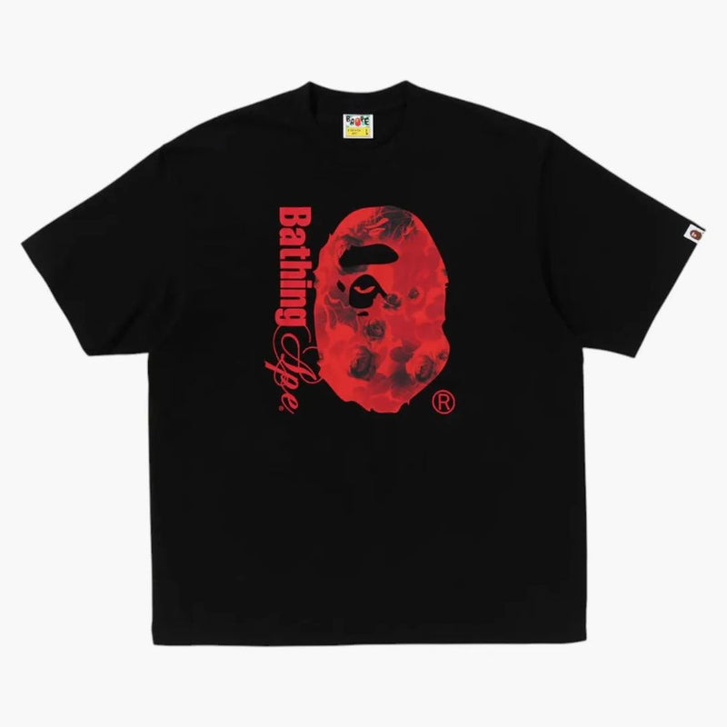 Bape Kids Floral Solid Camo Ape Head Relaked Fit Tee Black