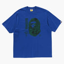 Bape Kids Floral Solid Camo Ape Head Relaked Fit Tee Blue