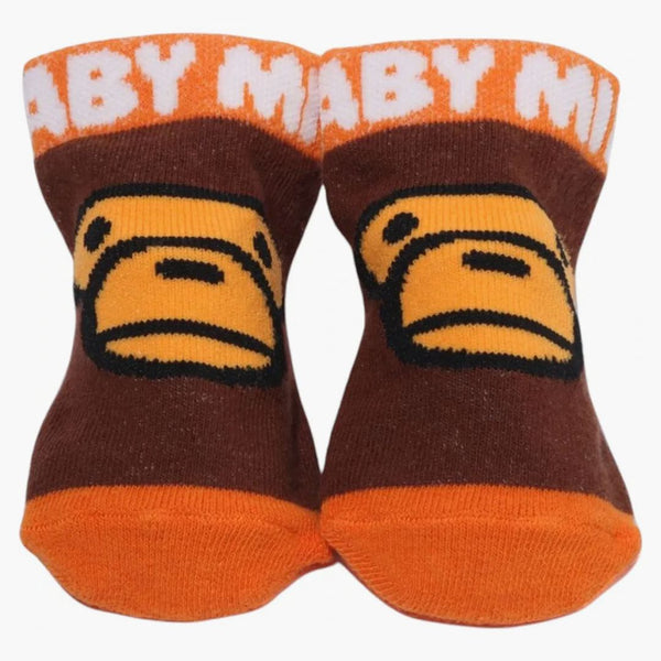 Bape Kids Milo Face Baby Socks Brown