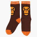 Bape Kids Milo Face Socks Brown