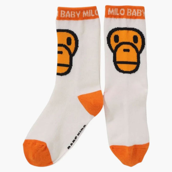 Bape Kids Milo Face Socks White