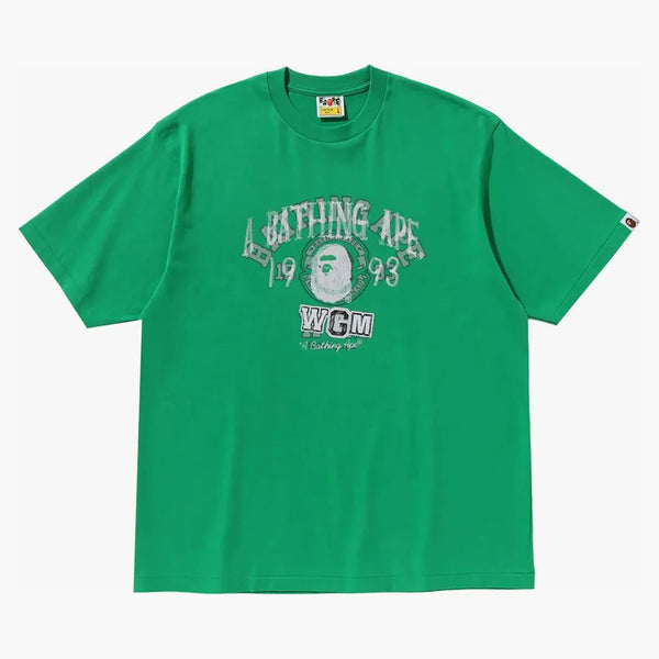 Bape vrstvená vysoká škola uvolněná fit tee zelená