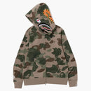Bape Layered Line Camo Shark Full Zip Hoodie Beige