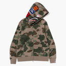 Bape Layered Line Camo Shark Full Zip Hoodie Beige
