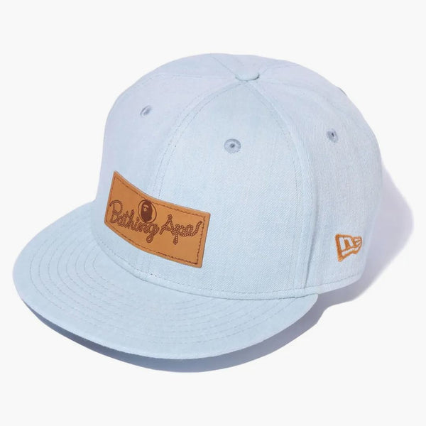 Patch de cuero de Bape 9fifty New Era Cap Light Indigo