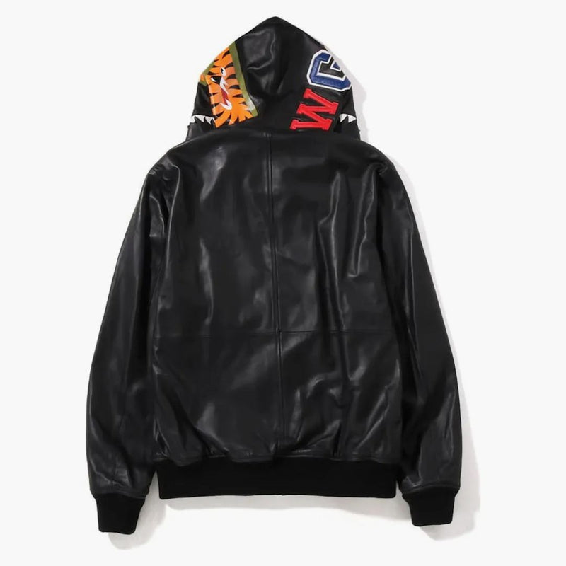 Bape Leather Shark Full Zip bunda černá