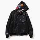 Bape Leather Shark Full Zip Jacket Black