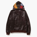 Bape Leather Shark Full Zip Jacket Brown