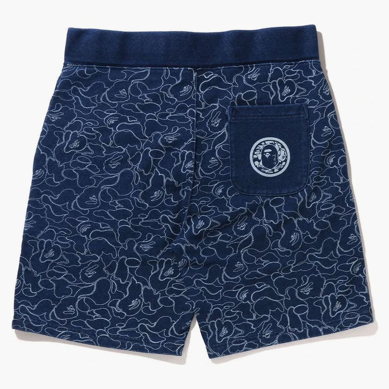 Bape line abc camo sweat shorts indigo